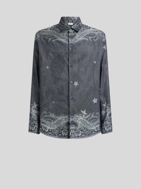 Etro COTTON AND SILK SHIRT WITH PLACED PEGASO MOTIF