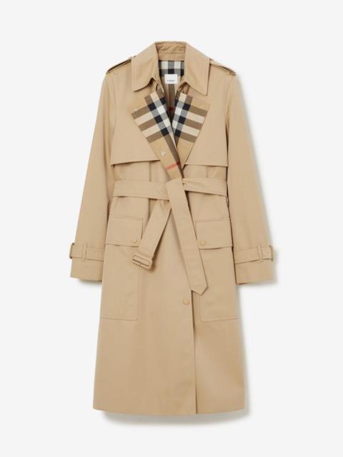 Check Panel Cotton Gabardine Trench Coat