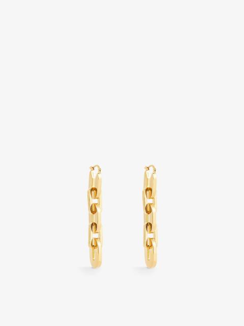 Brand-engraved chain brass drop earrings