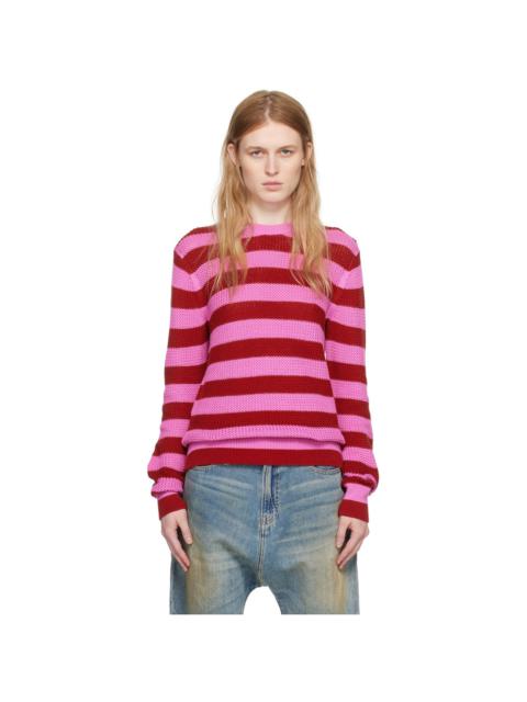 Pink & Red Net Stripe Sweater