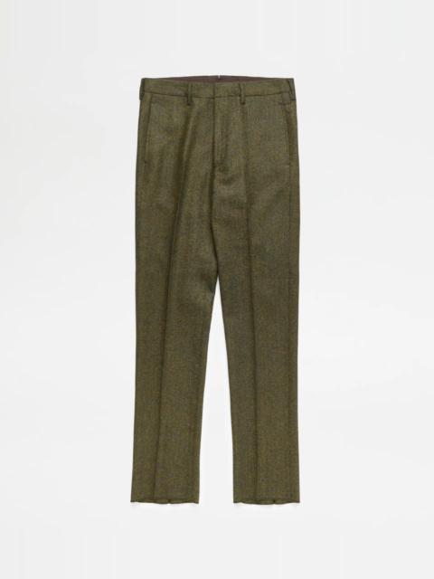 Tod's CLASSIC SHETLAND TROUSERS - GREEN