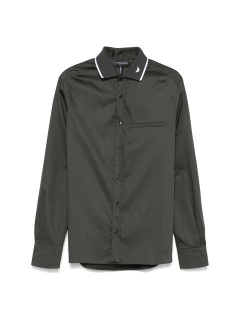 contrasting ribbed-collar shirt