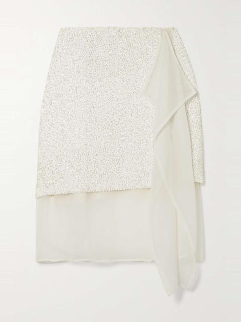 Ruffled sequined georgette mini wrap skirt