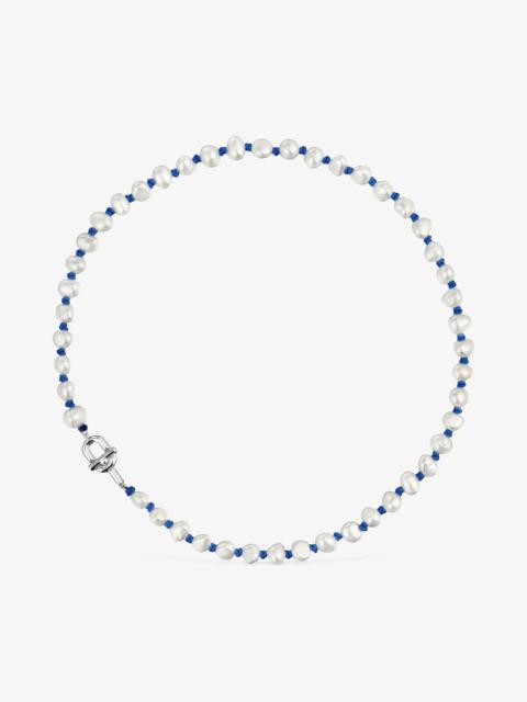 TOUS 45 cm blue nylon and silver Necklace with cultured pearls TOUS MANIFESTO