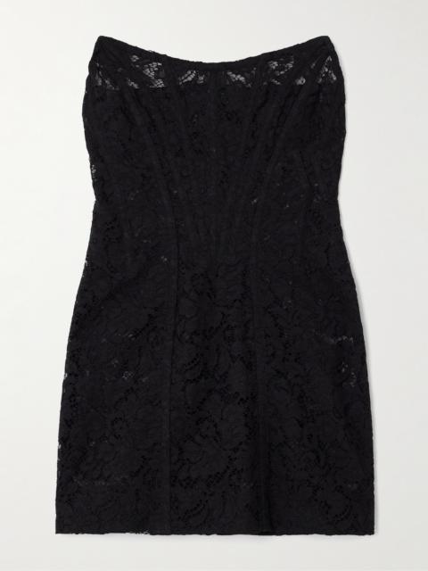 Dolce & Gabbana Cotton-blend Lace Bustier Mini Dress