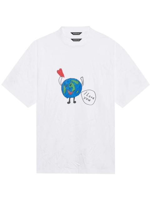 BALENCIAGA earth-print layered T-shirt