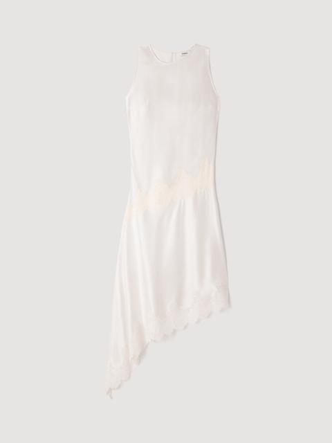 Sandro ASYMMETRIC SATIN-EFFECT DRESS