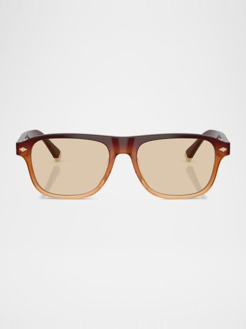 Brunello Cucinelli Intarsia Rays 55mm Rectangular Sunglasses