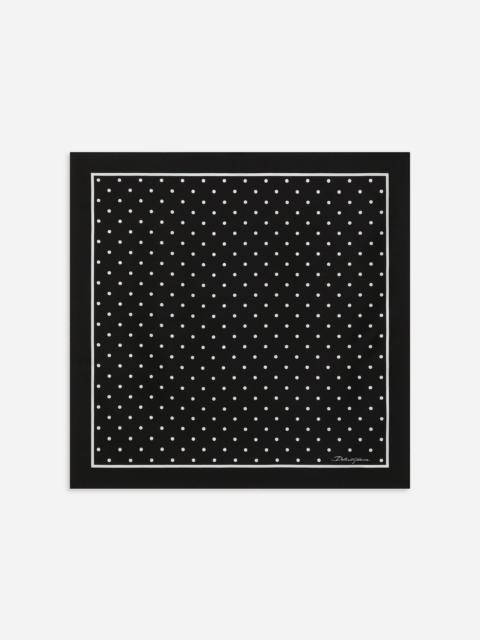 Silk twill scarf with polka-dot print (50x50)