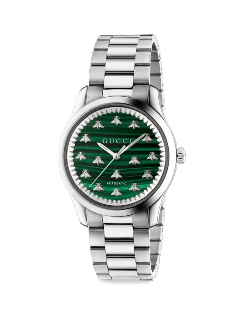 GUCCI Men's Malachite Stone Stainless Steel Bracelet Watch - Silver