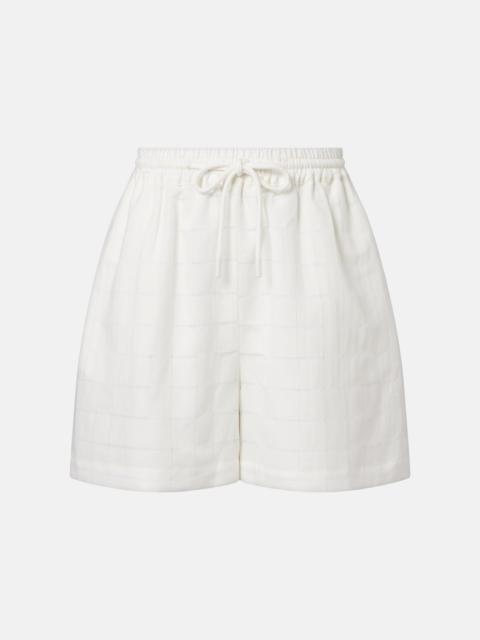 ASCENO Boston checked linen and cotton shorts