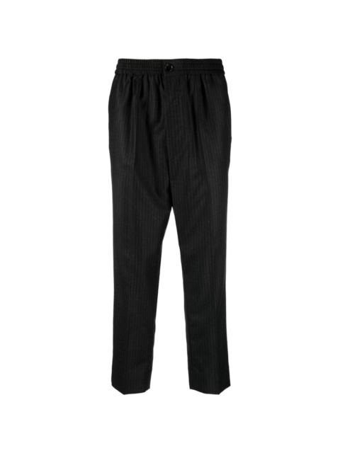 pinstripe cropped wool trousers