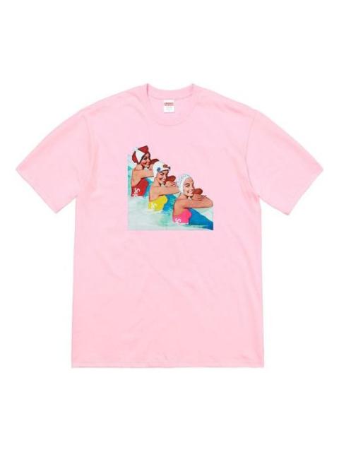 Supreme Supreme SS18 Swimmers Tee Dark Slate Printing Short Sleeve Unisex Pink SUP-SS18-10435