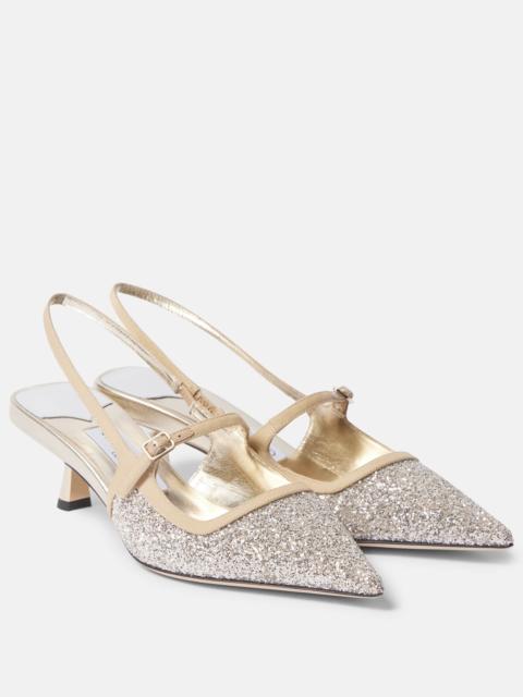JIMMY CHOO Didi 45 glitter patent leather slingback pumps