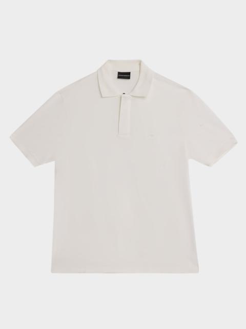 EMPORIO ARMANI Men's Lyocell and Cotton Quarter-Zip Polo Shirt