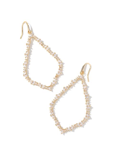 KENDRA SCOTT Sophee Gold Crystal Open Frame Earrings in White CZ