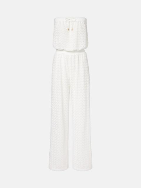 MELISSA ODABASH Viv sheer pointelle cotton-blend jumpsuit