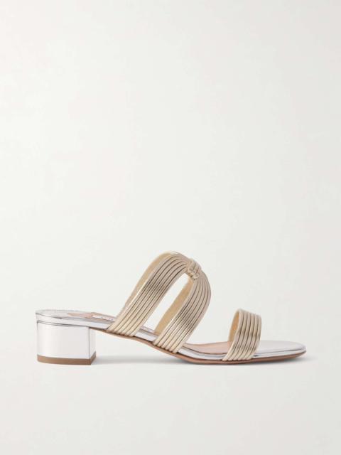 AQUAZZURA Esencia 35 metallic mules Silver
