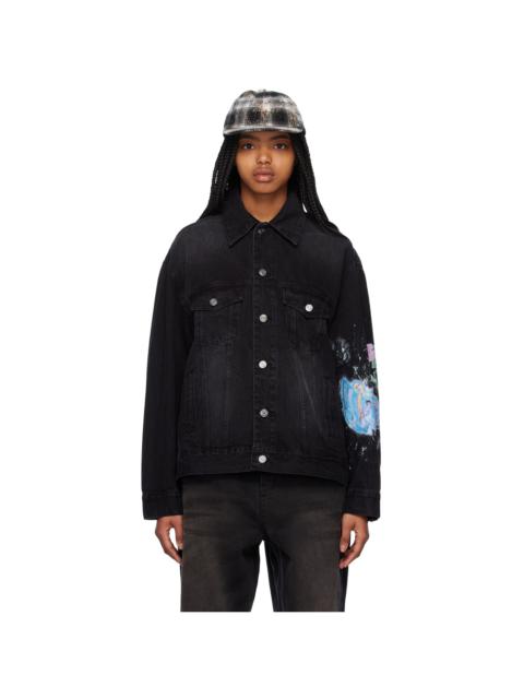 We11done Black Graphic Denim Jacket
