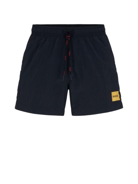 HUGO QUICK-DRY SWIM SHORTS WITH RED LOGO LABEL