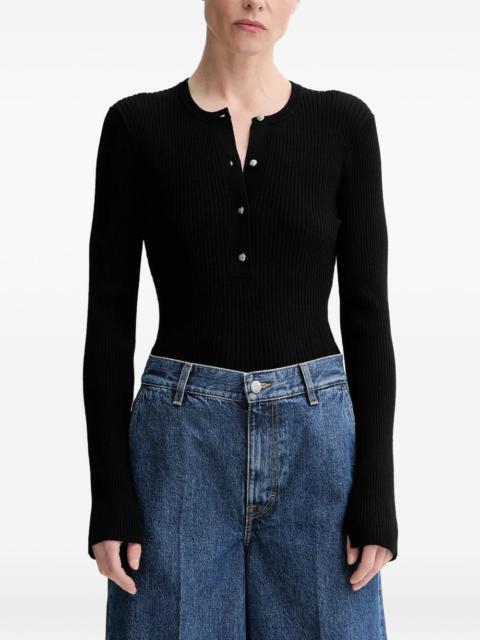 FILIPPA K Henley ribbed-knit sweater