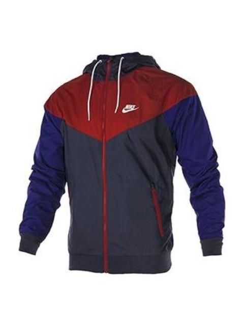 Men's Nike Windrunner Hooded Woven Windbreaker Sports Colorblock Jacket Red 727325-452