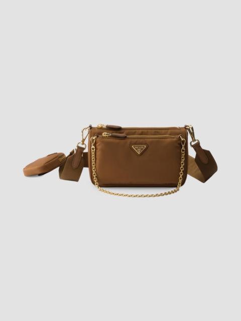 Prada Women's Re-Nylon and Saffiano Leather Mini Shoulder Bag - Light Brown