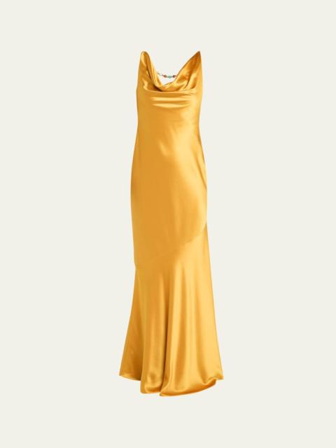 RETROFÊTE Keryn Satin Maxi Dress