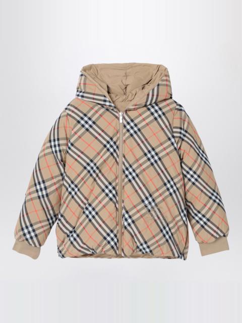 Beige Reversible Check Pattern Jacket