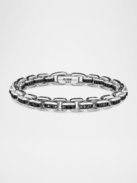 DAVID YURMAN Men's Box Chain Bracelet with Black Diamonds in Silver, 7.3mm