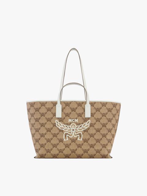 MCM Himmel Shopper in Lauretos Raffia Jacquard