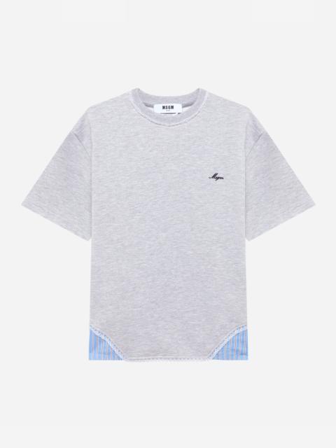 MSGM Sweatshirt t-shirt with striped poplin details