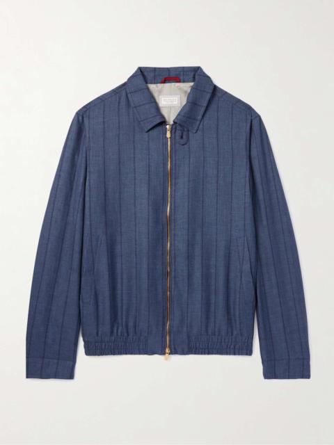 Brunello Cucinelli Striped Wool, Linen, Silk and Ramie-Blend Bomber Jacket