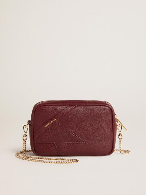 Golden Goose Mini Star Bag in wine-red leather with tone-on-tone star