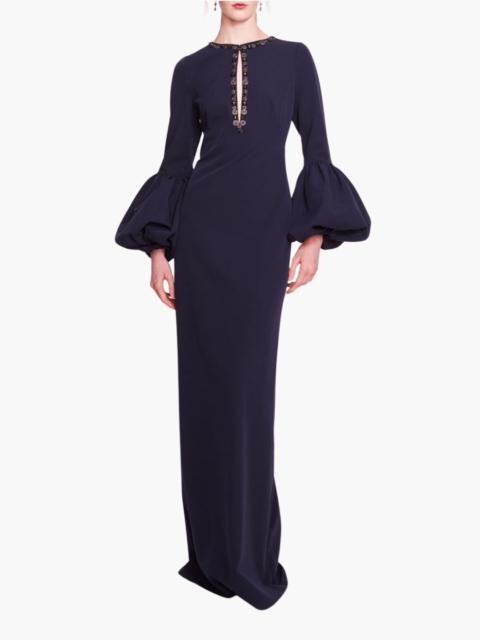 Marchesa PUFFED SLEEVE COLUMN GOWN