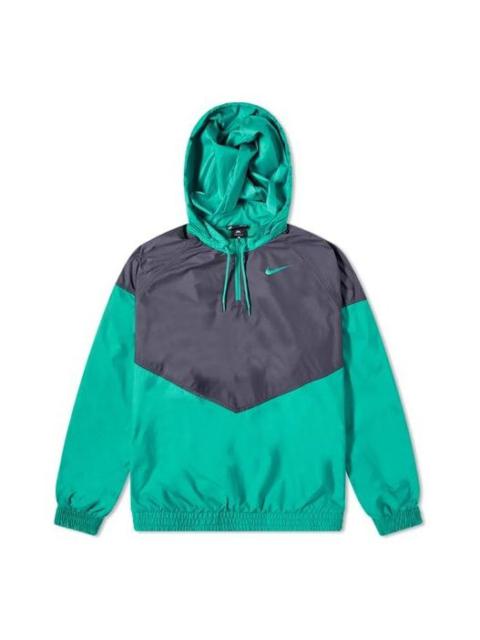 Nike Nike SB Skateboard Shield Half Zip Hooded Jacket For Men Blue/Green BV0979-015