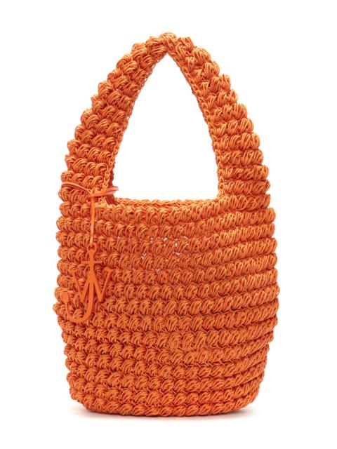 Large Popcorn Waxed-Cotton Basket Bag orange