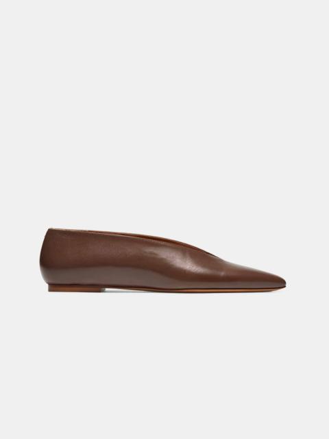 Emme Parsons POINTY V-FLAT IN CHOCOLATE NAPPA — ARCHIVE SAMPLE; FINAL SALE