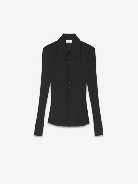 SAINT LAURENT knitted shirt in ribbed silk