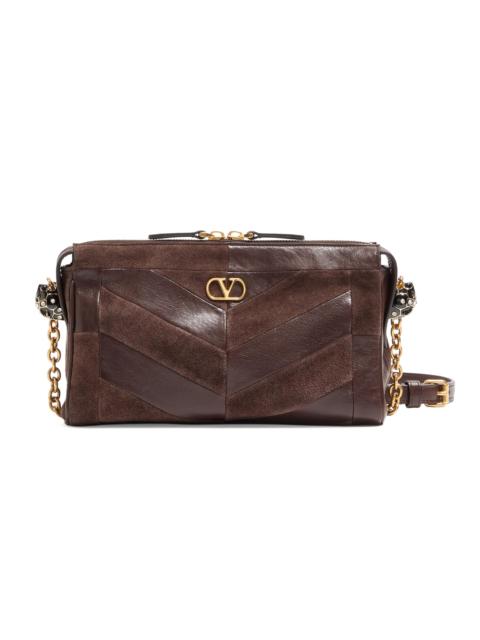 Valentino Women's Panthea Small Shoulder Bag in Suede and Nappa - Ebony