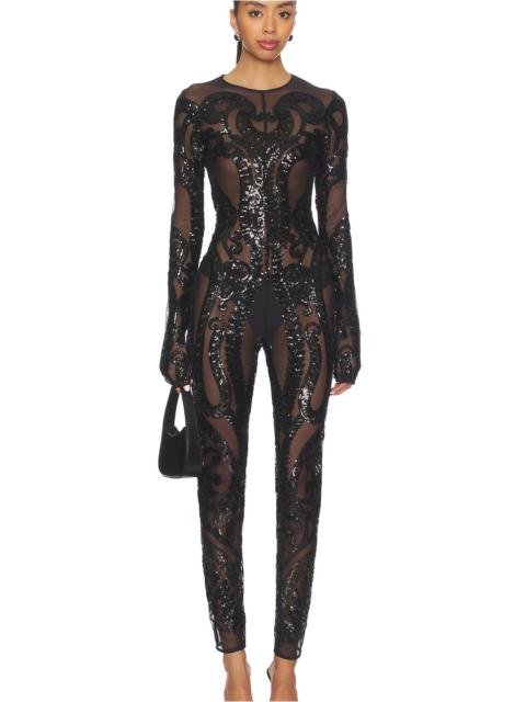 NORMA KAMALI Long Sleeve Crew Neck Catsuit