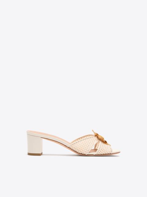 MALONE SOULIERS Suri 45 White Square Mesh Heeled Sandals