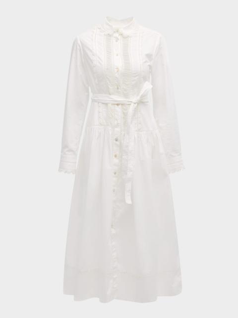 ULLA JOHNSON Ariane Embroidered Long-Sleeve Shirtdress