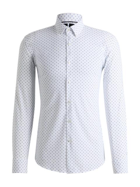 BOSS SLIM-FIT SHIRT IN GEOMETRIC-PRINT PERFORMANCE-STRETCH JERSEY
