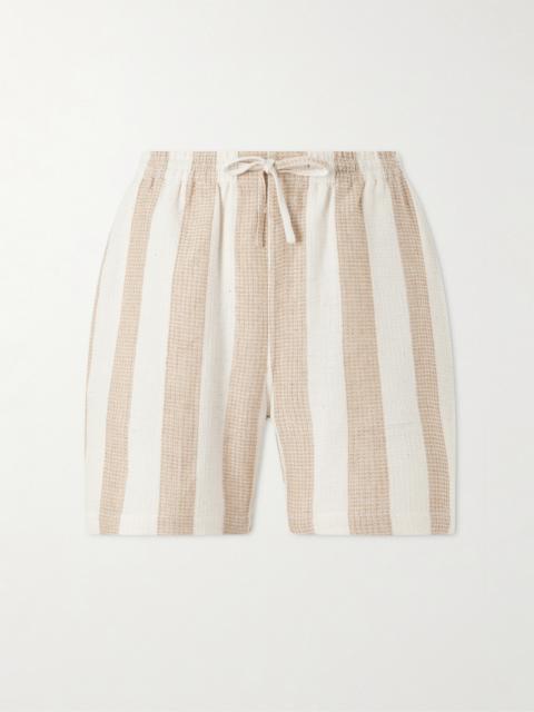 KARDO Olbia Straight-Leg Striped Cotton Drawstring Shorts