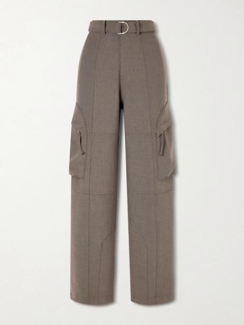 The Frankie Shop Kelly Belted Woven Wide-leg Cargo Pants