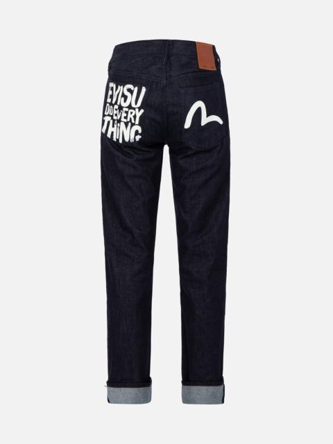 BRAND MOTTO AND SEAGULL PRINT SLIM-FIT JEANS #2010