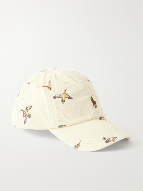 Polo Ralph Lauren Leather-Trimmed Embroidered Cotton-Corduroy Cap