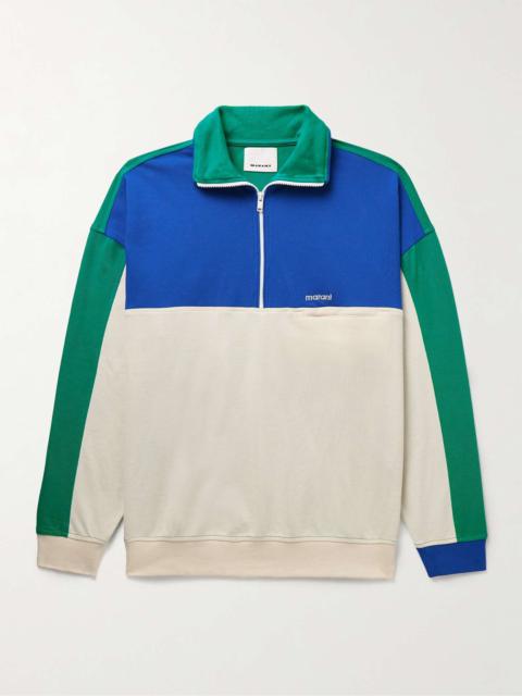Arian Logo-Embroidered Colour-Block Cotton-Piqué Sweatshirt