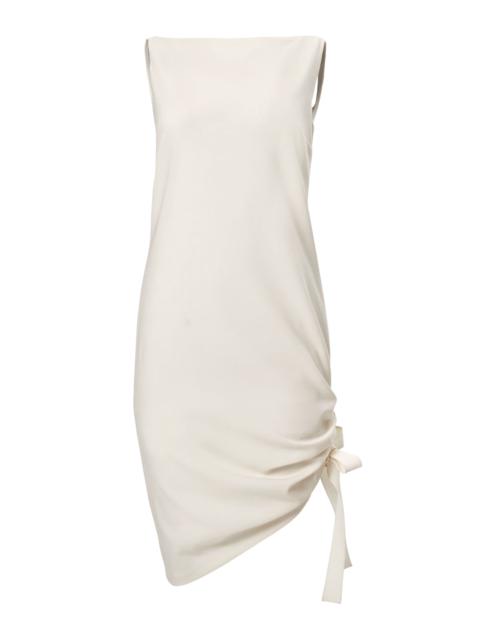 CAROLINA HERRERA Tie-Detailed Bi-Stretch Wool Tailored Dress ivory